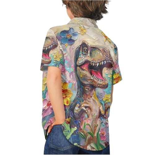 PinUp Angel Funky Casual Hawaiian Shirt Kids Boys Girls Art Oil Painting Animal Pattern Short Sleeve Unisex Beach Shirt3