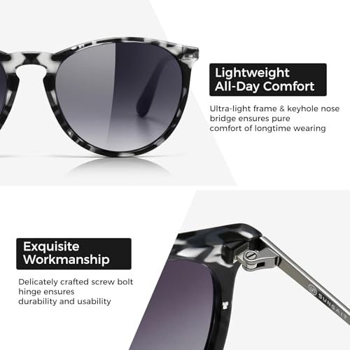 Image of SUNGAIT Premium Vintage Round Sunglasses for Women Men Classic Retro Style