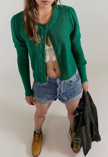 PICPUNMAK Womens Button Down Sweater Cardigan Casual Crew Neck Long Sleeve Lightweight Cardigan Open Front Knit Top3