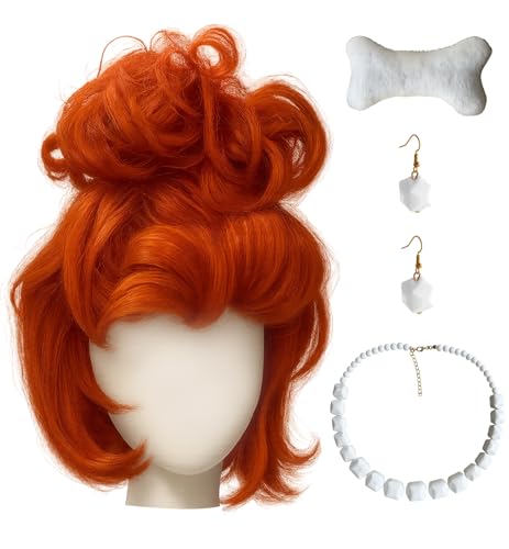 Swooflia Orange Bun Wig for Women & Cosplay Wig Accessories - Convenient Set for Halloween Costume and Daily Use Includes Necklace Earings Cosplay Wig with Adjustable Wig Cap (Wig1-09)