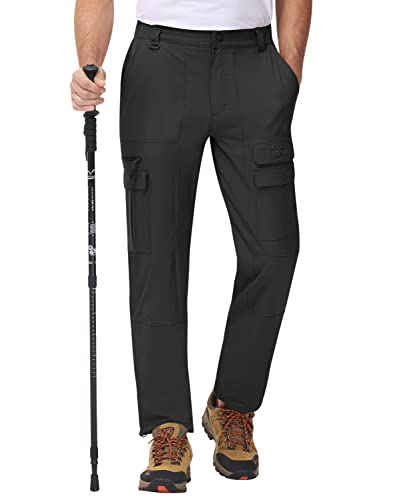 MoFiz Pantalones de Trekking Hombre Senderismo Cargo Pantalones Trabajo de Secado Rápido al Aire Libre con 7 Bolsillos Gris Oscuro EU XL (US L)