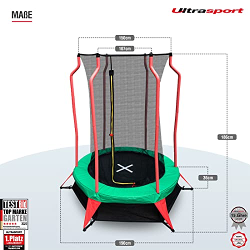 Ultrasport Jumper Indoor Trampolin für Kinder mit Sicherheitsnetz und Randabdeckung
