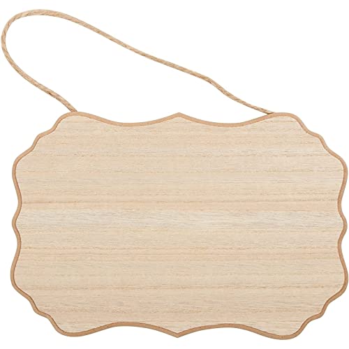 6-Pack Of Unfinished Mdf Hanging Wood Plaques For Crafts With Jute Rope, Blank 9 X 6 Inch Wooden Sign For Diy Painting, Art Projects, Home Decor, 3 Designs, 1/4 Inch Thick #TOP5