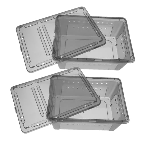 Generisch 2Er - Packung Spinnen - Terrarium Terrarium zubehör Reptil Aquarium coop Gecko Leopard Schneckenbrutkasten Lebensraum Gehege Schneckengehege Tarantula - Gehäuse Plastik Grey
