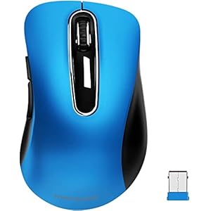 memzuoix 2.4G Portable Wireless Mouse, 1200 DPI Mobile Optical Cordless Mice with USB Receiver for Computer, Laptop, PC, Desktop, MacBook, 5 Buttons, Blue