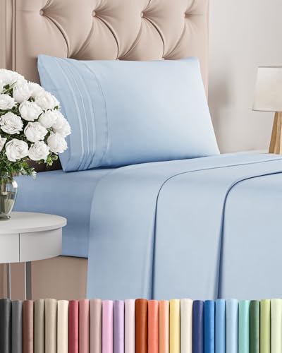 Twin Size Sheet Set - 3 Piece Set - Hotel Luxury Bed Sheets - Extra Soft - Deep Pockets - Easy Fit - Breathable & Cooling - Wrinkle Free - Comfy – Sky Blue Bed Sheets – Twins Sheets - 3 PC