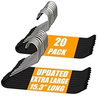 Huji Heavy Duty Open Ended Easy Slide Chrome Trouser Hangers Organizers (20 Open Ended Easy Slide Hangers)
