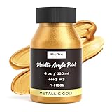 Nicpro Metallic Gold Acrylic Paint, 4oz/120ml Gold Leaf Paint, Non Toxic, Non Fading Craft Paints for Metal, Wood, Clay, Fabric, Canvas, Furniture, Handcrafts, Art Supplies