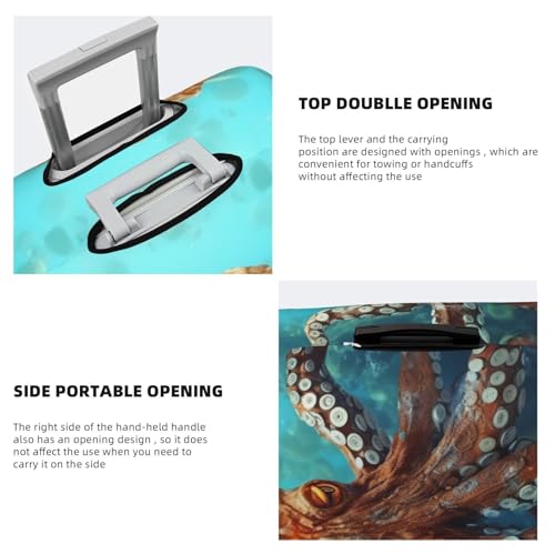 Cool Big Octopus Luggage Cover Stretch Washable Suitcase Protector Suitcase Cover Anti-Scratch Luggage Sleeve Elastic Suitcase Case Protector Baggage Cover Fits 18-32 Inch4