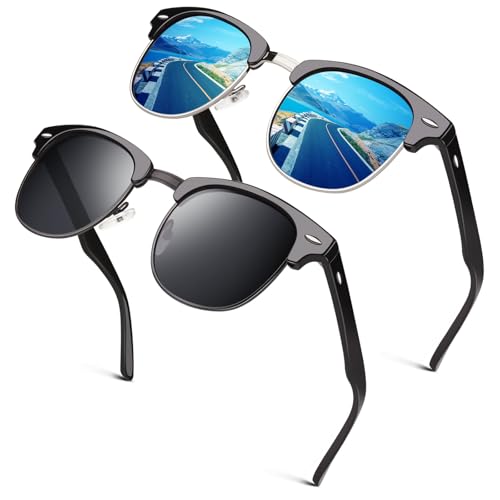 Image of GQUEEN Classic Horn Rimmed Semi Rimless Polarized Sunglasses for Men Women GQO6