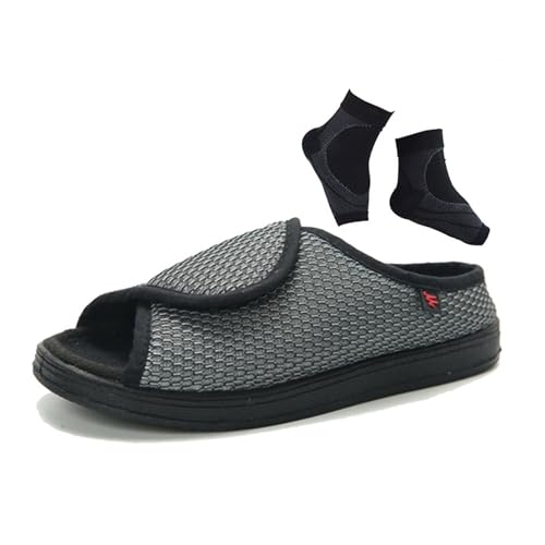 Diabetic Sandals for Men, Men's Comfy Open Toe Summer Mesh Breathable Adjustable Diabetic Sandals, Lightweight Feet Walking Edema Wide Sneakers, for Elderly Foot Pain Relief Fasciitis