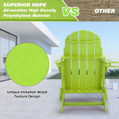 Richryce Folding Adirondack Chair Outdoor, Hdpe Poly Lumber Weather Resistant Patio Chairs, Patio Chair Lawn Chair Outdoor Adirondack Chairs For Garden, Deck, Backyard, Lawn Furniture (Green) #TOP3
