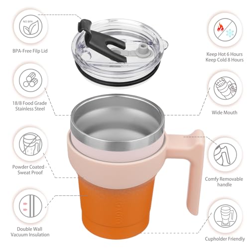 Image of BJPKPK 10 oz Mini Tumbler with Lid, Straw & Handle, Insulated Steel Cup