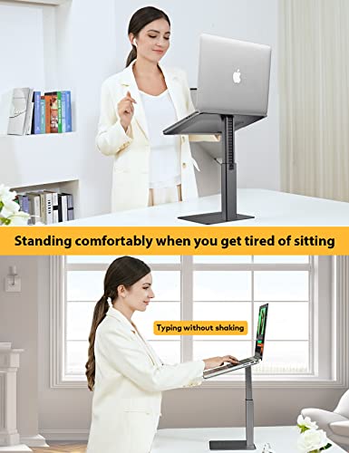 DEEDRR Laptop Stand for Desk, Ergonomic Sitting and Standing Laptop Riser for Notebook MacBook 11-17 Inches,DJ Laptop Stand Adjustable Height from 7-15 Inches Aluminum(Black)