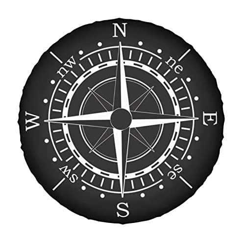 Image of Compass Sun Dial Black Spare Tire Cover Dust-Proof Wheel Tire Cover Fit Trailer, RV, SUV and Many Vehicle 16 Inch