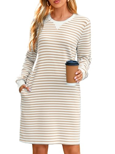 10 Best Knee-Length Dresses Women Can Wear for Any Occasion 2 Glamaker Women's Striped Long Sleeve Midi Dress