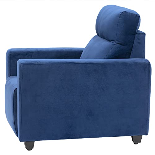 Image of Wakefit Sofa Set | 3 Year Warranty | Sofa 1 Seater, 1 Seater Sofa for Living Room, Wooden Sofa Set, Sofa Set Single Seater - Belize(Fabric-Velvet : Blue)