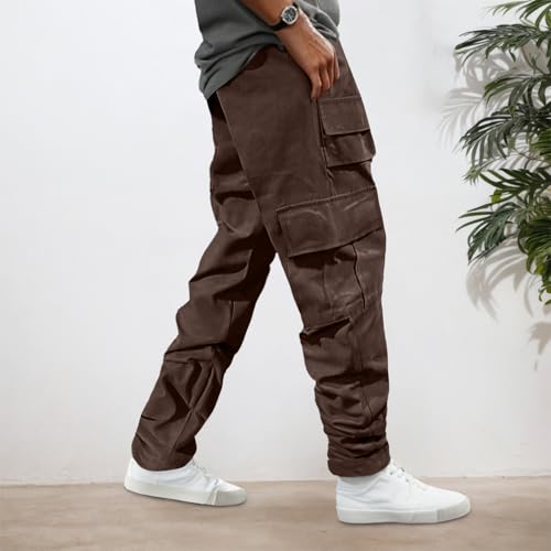 Pantalones de correr sueltos en algodón estilo cargo de corte recto 3