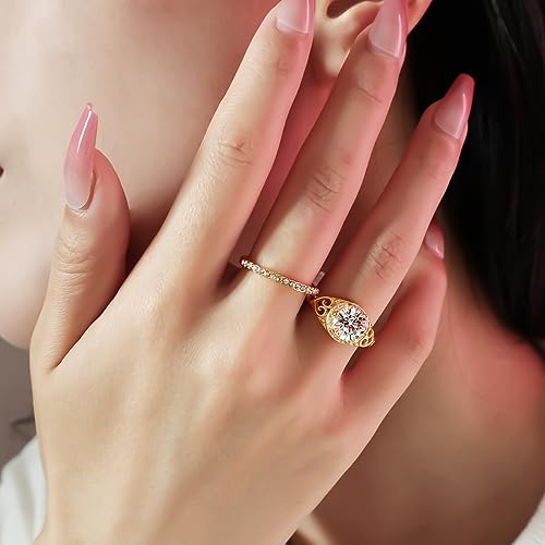 2CT Moissanite Engagement Ring, 14K White Gold Vermeil, Round Cut Moissanite, Promise Ring2