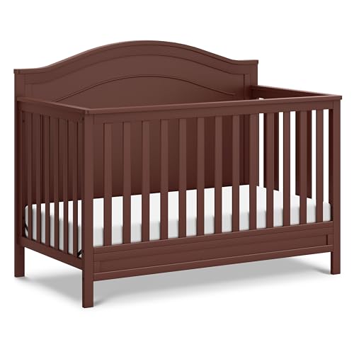 Image of Davinci Charlie 4-in-1 Convertible Crib - GREENGUARD Gold Certified - Converts from Baby Crib to Toddler Bed, Daybed, and Full-Size Bed Effortlessly - 4 Adjustable Heights - Wooden Chestnut Baby Bed