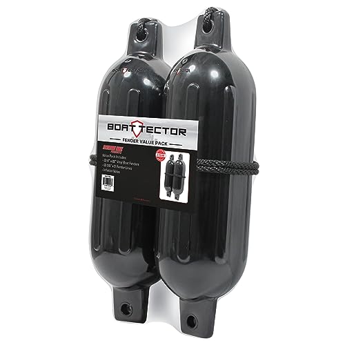 Image of Extreme Max 3006.7204 BoatTector Fender Value 2-Pack, 6 inch x 22 inch - Black