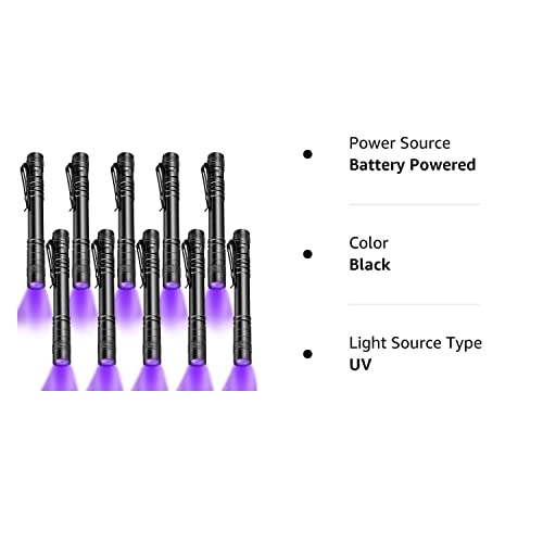 Uv Black Light Flashlight Small Blacklight Flashlights Pen Lights For Leak, Pet Urine, Hotel Inspection, Dry Stain And Dye Detector, 5.2 Inches Long (10 Pieces) #TOP4