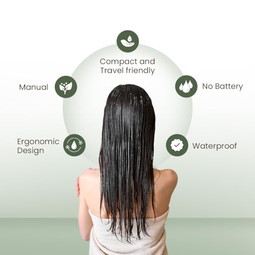 Image of Rey Naturals Hair Scalp Massager Shampoo Brush - Hair Growth, Scalp Care, and Relaxation - Soft Bristles for Gentle Massage - Pink Color (Red & Black)