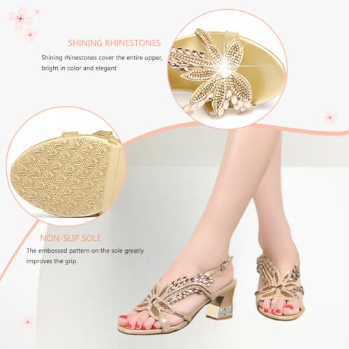 Image of Women's Handmade Rhinestones Crystal Heel Evening Bridal Wedding Prom Sandals Heeled 6.5 cm