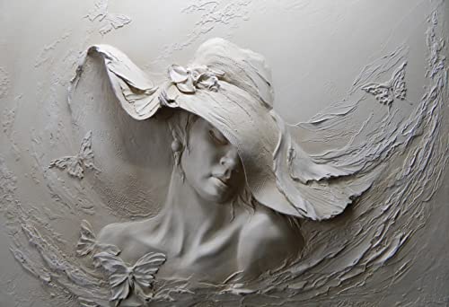 Mfwfm Art Wallpaper 3D Illusion Mural Wallpaper Woman Face Relief Wall Mural (Not Self Adhesive) #TOP1