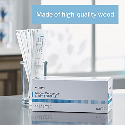 mckesson tongue depressors 100 count adult size sterile individually wrapped wood unflavored splinter-free 6 in  use for medical arts crafts spa