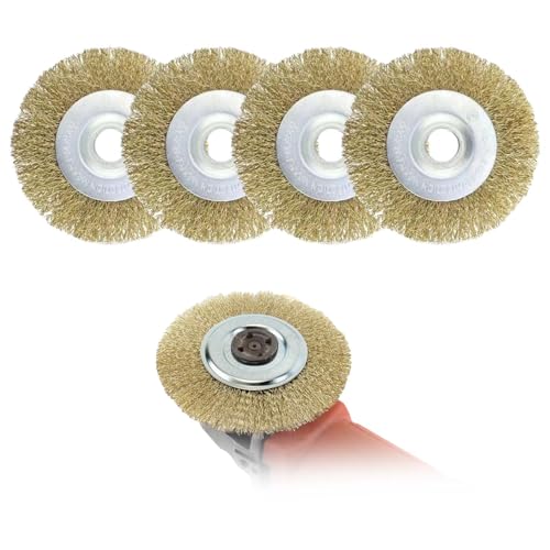 Juego de 4 cepillos para juntas redondos, cepillo para juntas para jardín, compatible con Gloria Multibrush y otros cepillos de alambre, cepillo de alambre para limpieza de juntas, cepillo de latón
