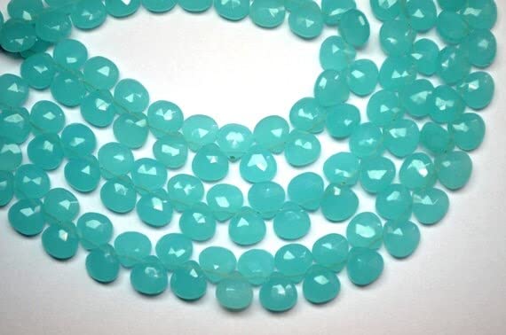 Quartz calcédoine aqua perles cœur 10mm briolette fil pour création bijoux diy