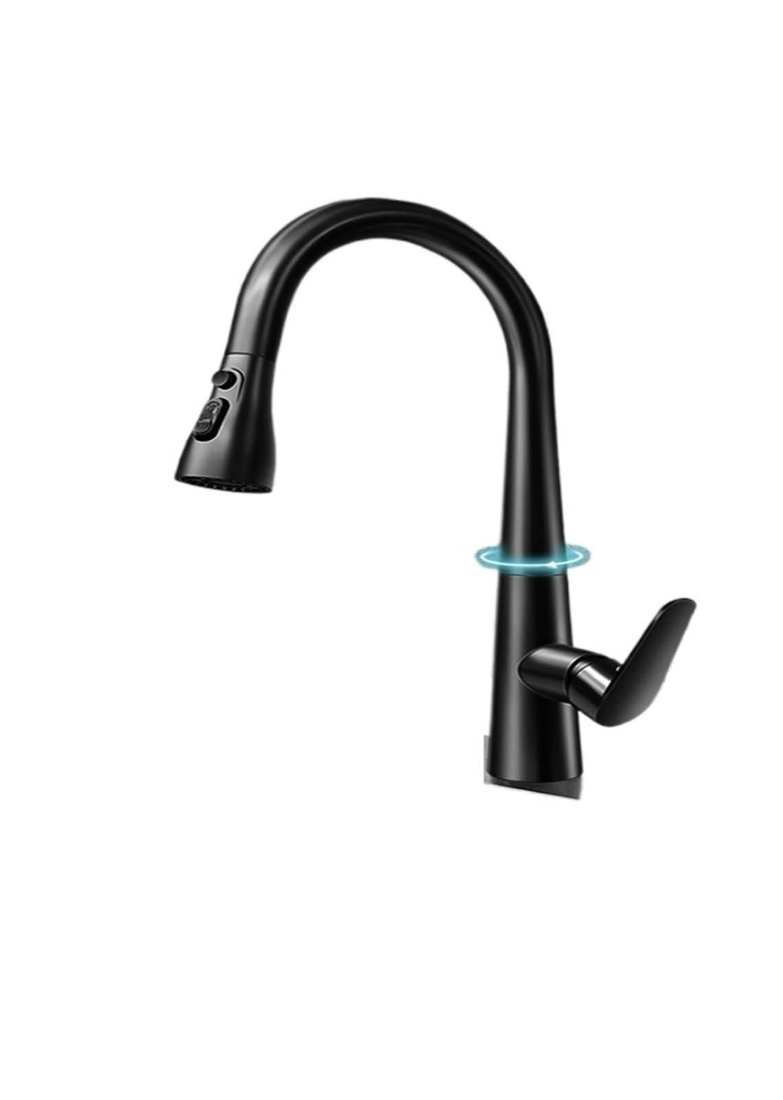 Kitchen Tap, Matte White Pull Out Faucet, 360 Rotation Brass Stream Sprayer Head Hot Cold Washing Sink Mixer Tap Deck Mounted Crane(Nero)