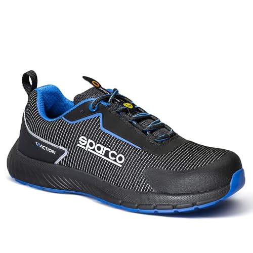 Sparco Traction S1PS Suzuka Zapatos de Seguridad y contra Incendios, Unisex Adulto, Negro y Azul, 42 EU