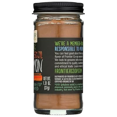 Frontier Organic Ground Vietnamese Cinnamon, 1.31 Ounce Bottle, Premium Quality Cinnamon, Full Balanced Spicy Flavor, Kosher