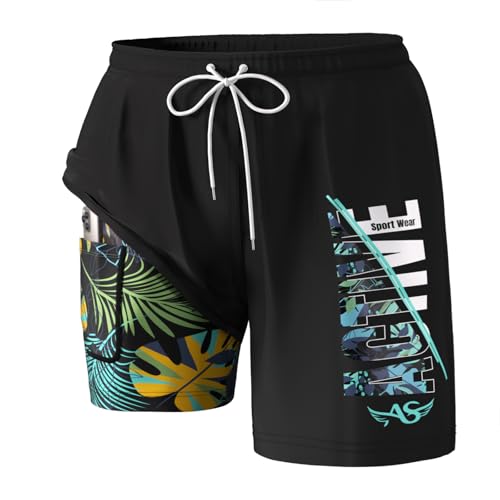 Angel season Boys Swim Trunks with Compression Liner Boxer Brief Teens Swimsuit Youth UPF 50+ Board Short Rainbow Size 7 Years