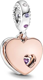 Berloque PINGENTE CORAÇÃO ROSA em 100% Prata S925 para pulseiras modelo Pandora ou Vivara