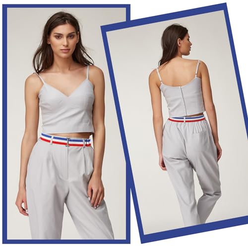 Striped Elastic Belt for Women, Adjustable Stretch Waist Belt Waistband with Flat Buckle for Jeans Pants Dress3