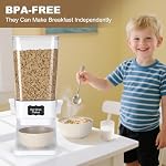 Cereal Dispenser Countertop, Cereal Containers Storage, Candy Dispenser, Dry Food Dispenser - Not Easy to Crush Food, Cereal Containers For Pantry (White, 2 Pack)