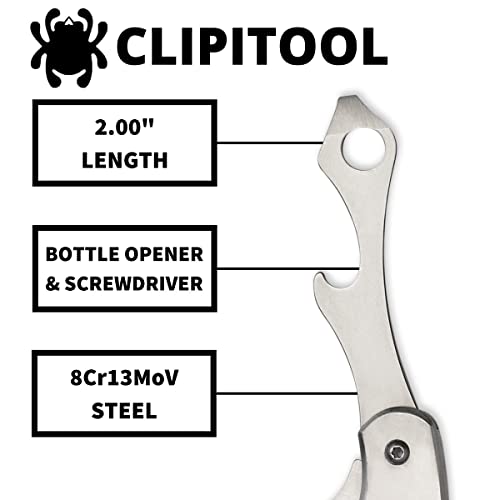 Spyderco ClipiTool Multi-Functional Stainless Steel Utility Pocket Knife with 2" Steel Blade and Screwdriver/Bottle Opener - PlainEdge - C175P - Image 5
