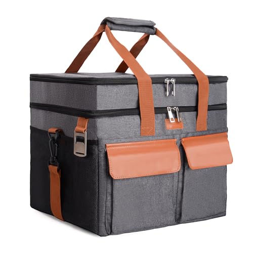 LARUTAN 30L Kühltasche Picknicktasche Thermotasche Isoliertasche, Doppelschichtig, Faltbar & Wasserdicht für Outdoor, Grau