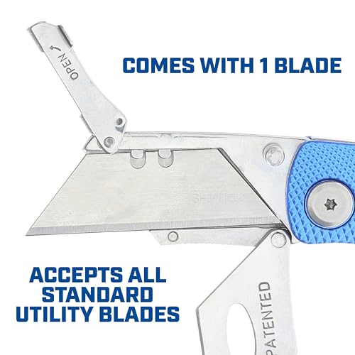 Image of Sheffield Lock Back Utility Knife 3 Pack with Aluminum Handle | Lock Back Utility Knife, Box Cutter with Aluminum Handle, Single Utility Knife Blade Included