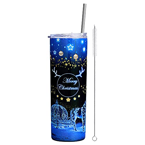 NymphFable 600ml Navidad Delgado Taza Termo Cafe para Llevar Taza Termica Acero Inoxidable Taza Personalizada