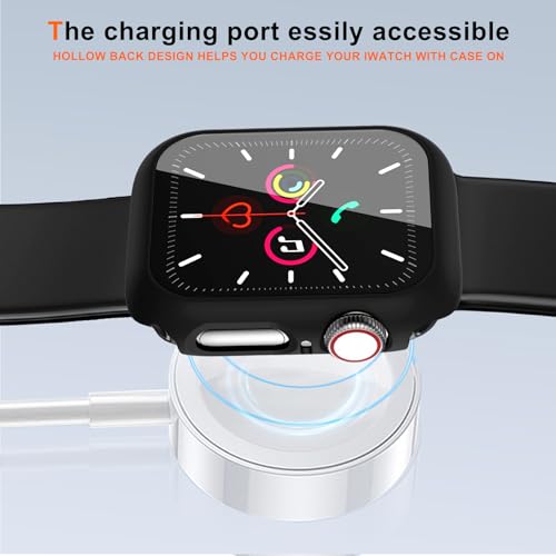 Image of 2 Pack Case for Apple Watch Screen Protector SE 3(2025) SE 2 /SE /Series 4 5 6 44mm with Tempered Glass | Slim Guard Bumper | Full Coverage Hard PC Protective Cover | Compatible iWatch 44mm