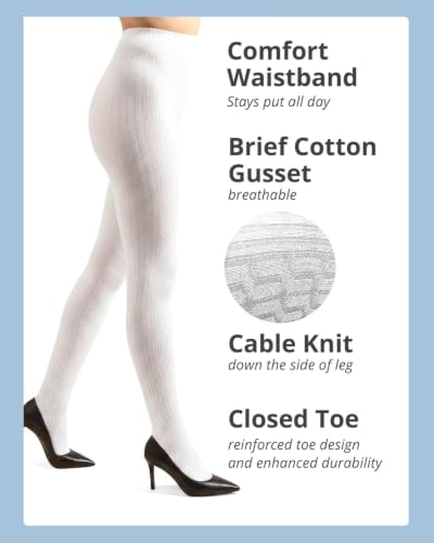 Image of MeMoi Portland Cable Knit Sweater Tights, Warm Opaque Winter Tights