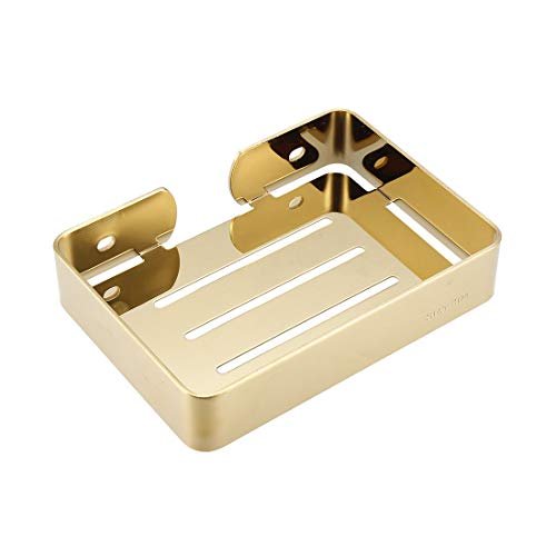 uxcell Soap Dish Holder Saver SUS304 Stainless Steel Wall Mounted Tray with Installation Kits Golden for Shower Bathroom Tub and Kitchen Sink