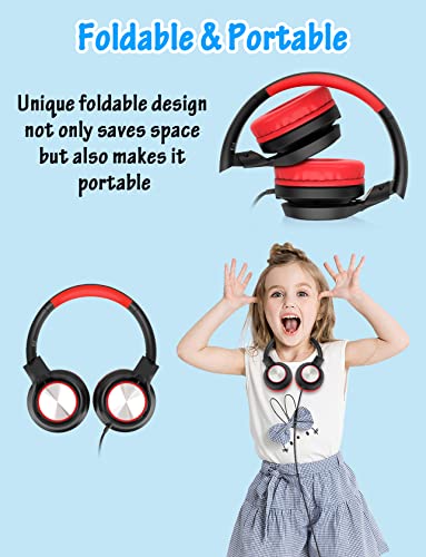Image of Voopwink Kids Headphones with Microphone, Wired Over Ear Headsets with Limited Volume 85dB / 94dB for Boys Girls Teens Children Online School /Travel /iPad /Tablet /Cellphone