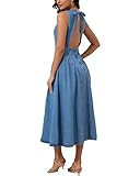 Conseils : robe longue débardeur en jean sans manches, robe longue décontractée et fluide dos nu pour le printemps et l'été, peut être portée comme une paire avec des bottes, des baskets, des sandales et des talons hauts pour un look de vacances chic, extrêmement polyvalente et facile à porter