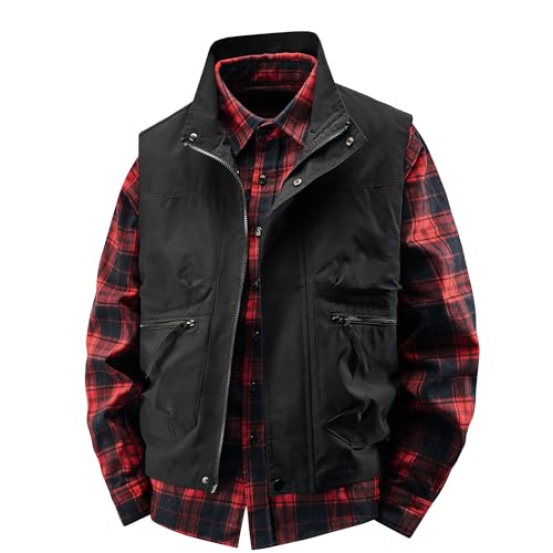 Hixiaohe Mens Vest Golf Outwear Windproof Lightweight Softshell Vest Photo Hiking Travel Work Sleeveless Jacket with Pockets4