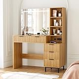 Polyvalent-visible et charge : il y a une station de charge intégrée sur le côté pour le rendre pratique, qui fournit de l'énergie pour votre sèche-cheveux, fer à friser et autres appareils électroniques en même temps. Les prises de courant ne prennent pas de place sur la table, améliorant la sécurité et la facilité d'utilisation